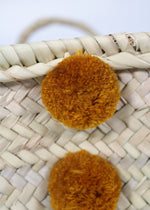 PANIER TRAPÈZE POMPONS BOUTONS, MOUTARDE