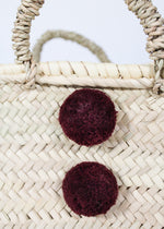 PANIER TRAPÈZE POMPONS BOUTONS, PRUNE