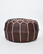 POUF MAROCAIN EN CUIR, MARRON FONCÉ