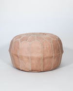 POUF MAROCAIN EN CUIR, NATUREL