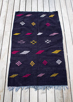 TAPIS MOTIFS BERBÈRES BLEU MARINE
